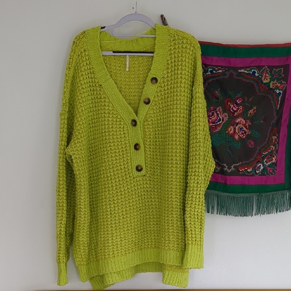 Free People Lime Green Sweater